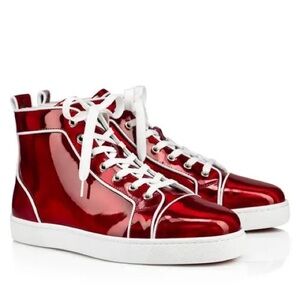 Men’s Christian Louboutin Louis Orlato Patent Psychic High Top Sneaker, Size:8.5